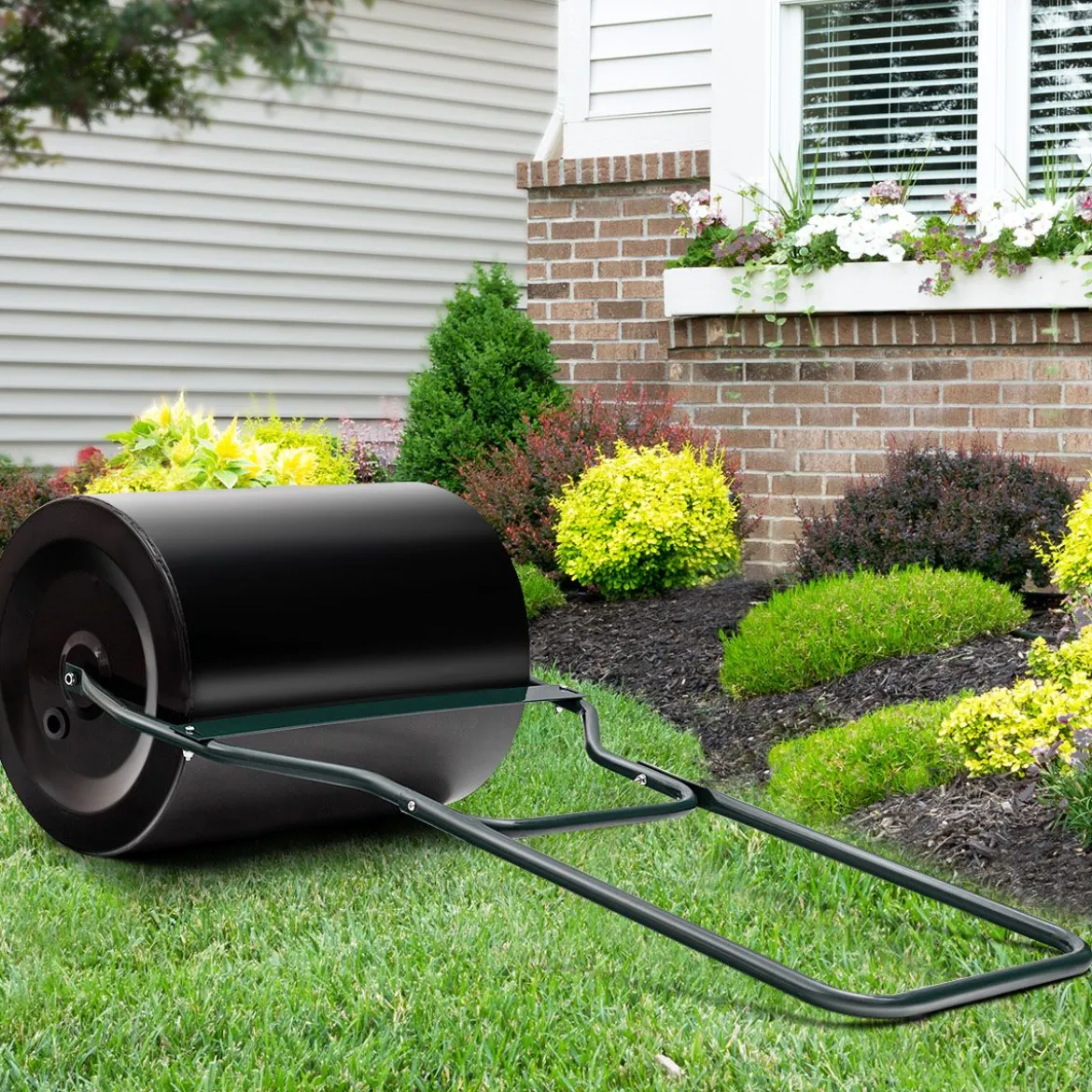 60 L Rasenwalze Gartenwalze mit U-förmigem Griff & Abnehmbarem Ablassstopfen