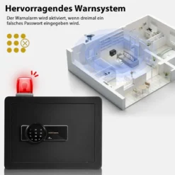 31,5L Safe Tresor Elektronischer Tresorschrank mit Digitaler Tastatur und Schlüssel 40 x 30 x 31 cm Schwarz