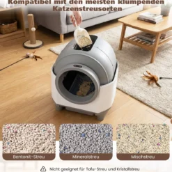 80L Selbstreinigende Katzentoilette mit App-Steuerung & Geruchskontrolle & 10 Sensorsicherheit & Müllbeutel