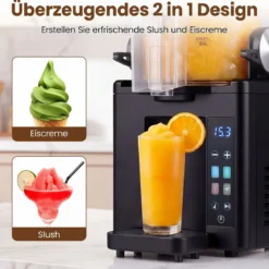 1,5 L Slush Maschine mit Kompressor Slushie Maschine mit LED Touch Steuerung & 4 Modi