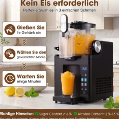 1,5 L Slush Maschine mit Kompressor Slushie Maschine mit LED Touch Steuerung & 4 Modi