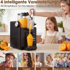 1,5 L Slush Maschine mit Kompressor Slushie Maschine mit LED Touch Steuerung & 4 Modi