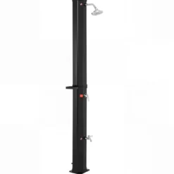 60L Solardusche inkl. Abdeckung Gartendusche mit Ablage Warmes Wasser Pooldusche Schwarz