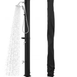 35L Solardusche mit Handbrause inkl. Abdeckung Gartendusche mit Ablage Pooldusche Schwarz