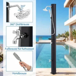 35L Solardusche mit Handbrause inkl. Abdeckung Gartendusche mit Ablage Pooldusche Schwarz