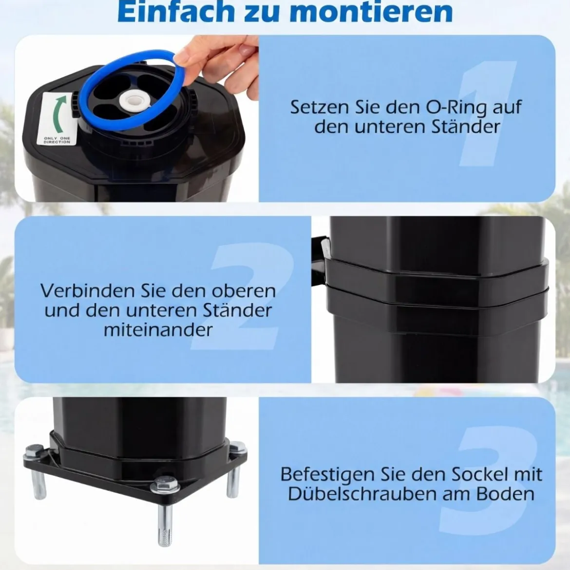 35L Solardusche mit Handbrause inkl. Abdeckung Gartendusche mit Ablage Pooldusche Schwarz