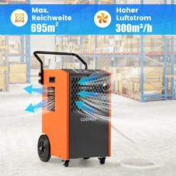73 L/Tag Kommerzieller Luftentfeuchter Industrieller Bautrockner mit Ablaufschlauch & 24H Timer Orange