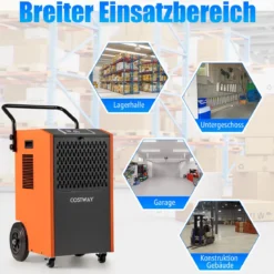 73 L/Tag Kommerzieller Luftentfeuchter Industrieller Bautrockner mit Ablaufschlauch & 24H Timer Orange