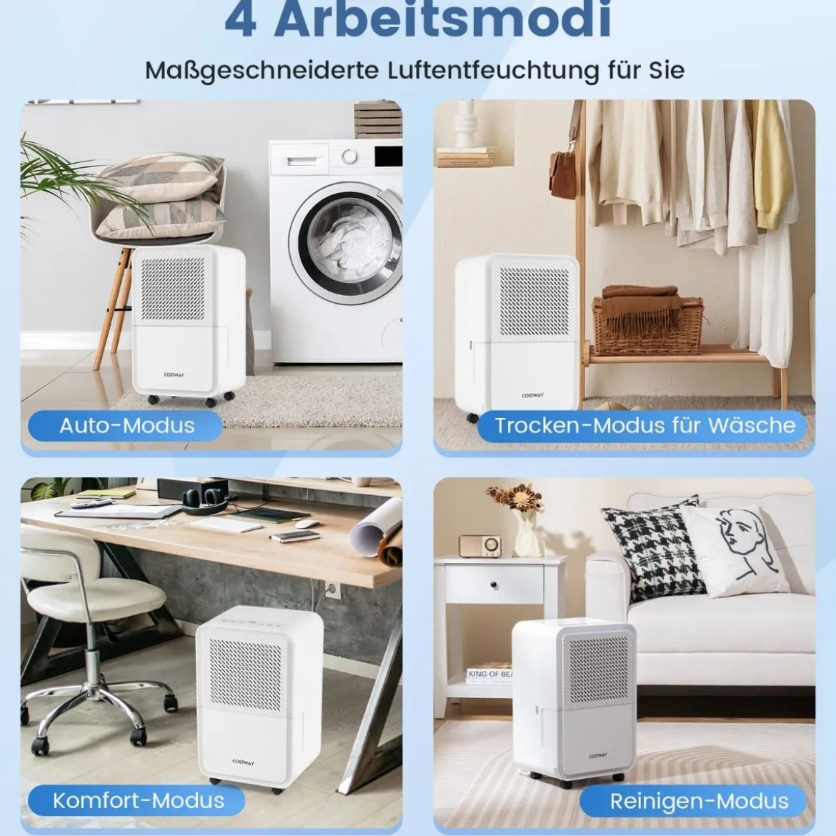 15 l/Tag Luftentfeuchter für Zuhause Raumentfeuchter mit 4 Modi & 24 Stunden Timer