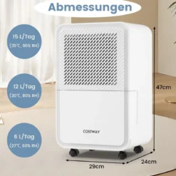 15 l/Tag Luftentfeuchter für Zuhause Raumentfeuchter mit 4 Modi & 24 Stunden Timer