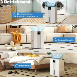 35 L/Tag Luftentfeuchter für Zuhause Energiesparender Luftentfeuchter mit 3 Modi Weiß