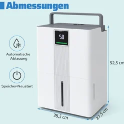 35 L/Tag Luftentfeuchter für Zuhause Energiesparender Luftentfeuchter mit 3 Modi Weiß