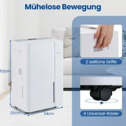 40 L/Tag Luftentfeuchter leiser Entfeuchter mit 3 Modi 24h Timer & Anzeige Raumentfeuchter Weiß