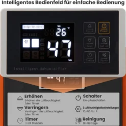 60 L/Tag Luftentfeuchter mit Ablaufschlauch & 24H Timer Bautrockner Industrie Trocknungsgerät