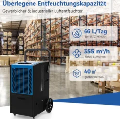 66 L/Tag Luftentfeuchter mit 24H Timer & Automatisches Abtauen Bautrockner