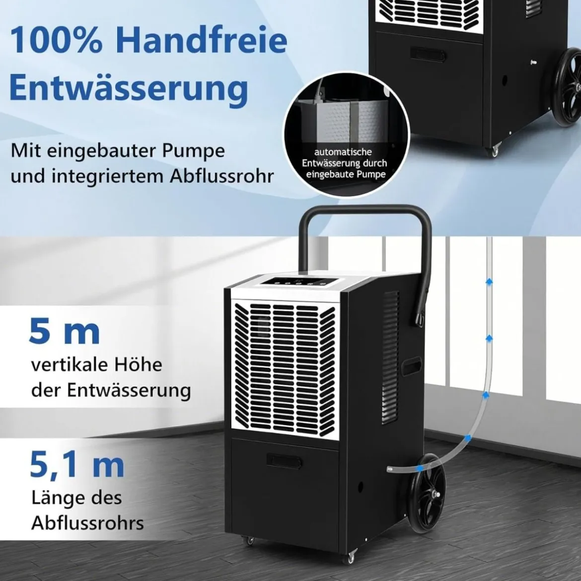 66 L/Tag Luftentfeuchter mit 24H Timer & Automatisches Abtauen & Speicherneustart