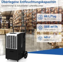66 L/Tag Luftentfeuchter mit 24H Timer & Automatisches Abtauen & Speicherneustart