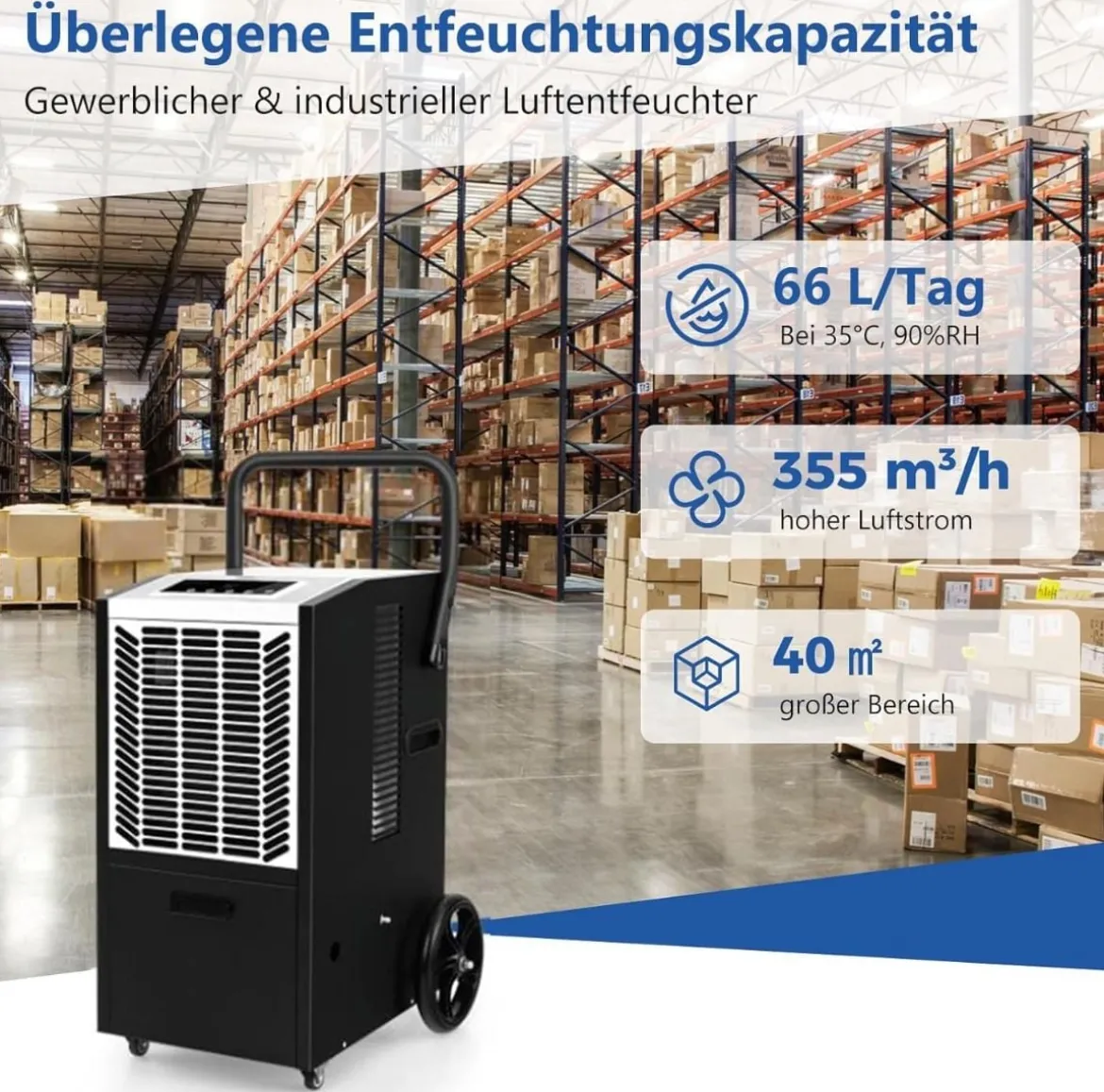 66 L/Tag Luftentfeuchter mit 24H Timer & Automatisches Abtauen & Speicherneustart