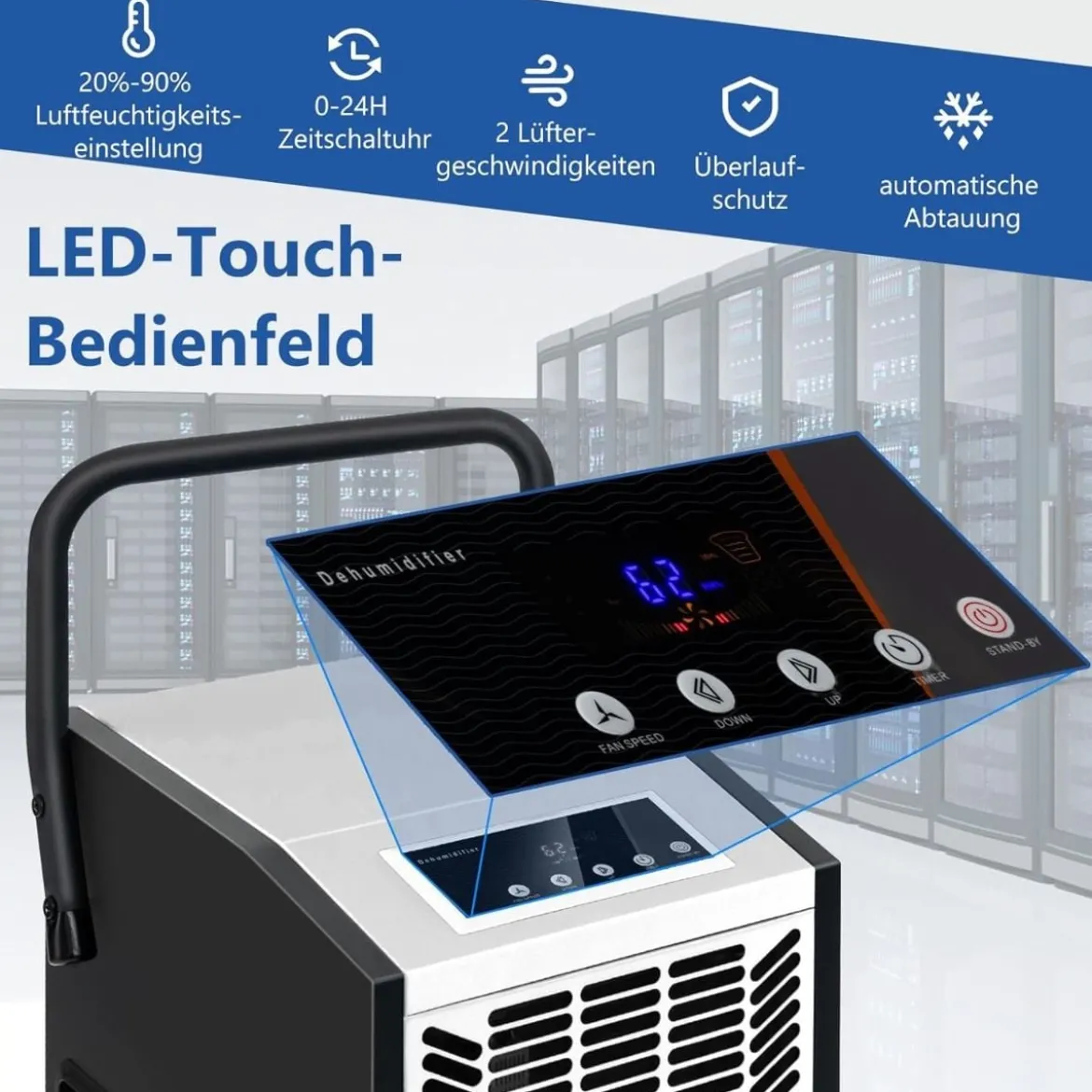 66 L/Tag Luftentfeuchter mit 24H Timer & Automatisches Abtauen & Speicherneustart