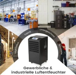 118L/T Elektrischer Bautrockner mit Ablaufschlauch & Timer Gewerbe Luftentfeuchter Schwarz