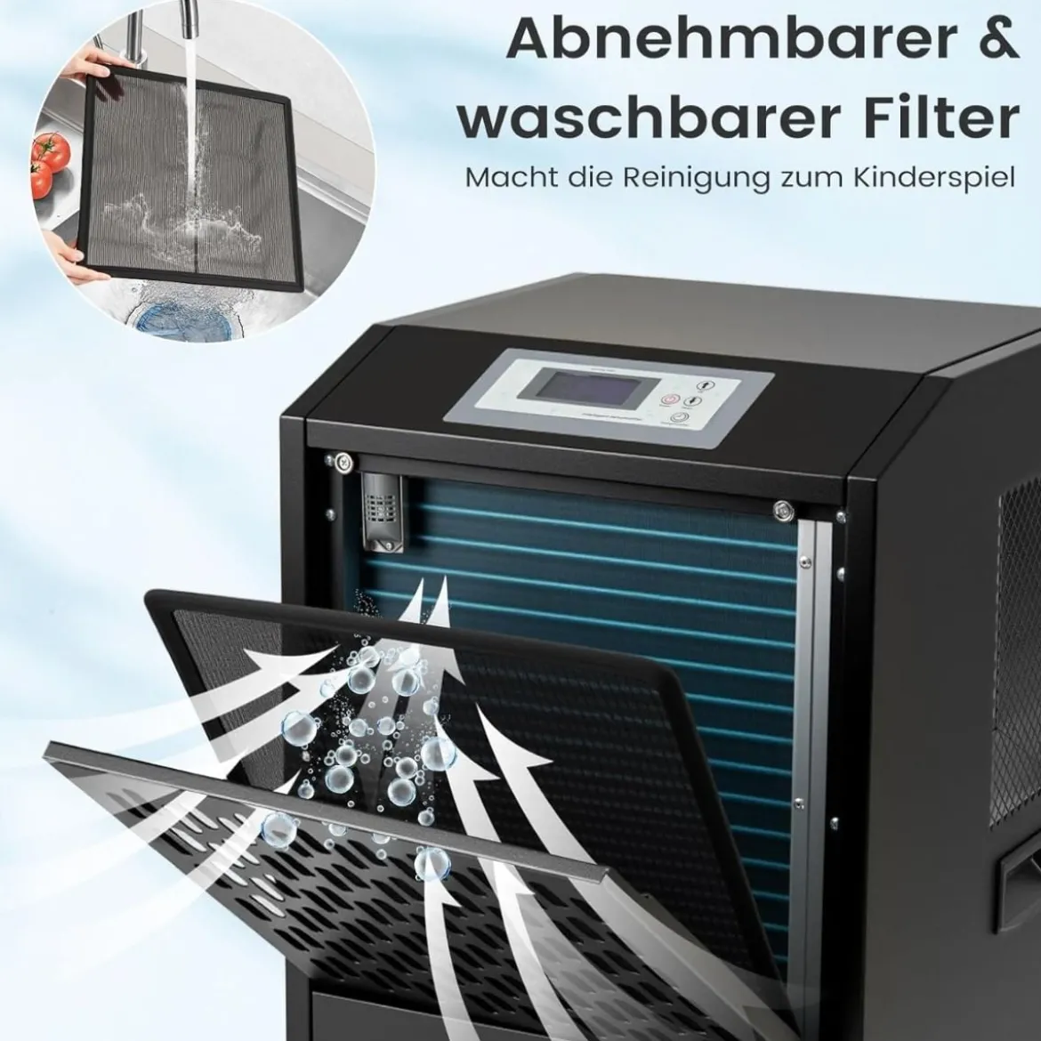 118L/T Elektrischer Bautrockner mit Ablaufschlauch & Timer Gewerbe Luftentfeuchter Schwarz