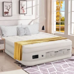 Luftbett Queen-size Luftmatratze elektrischer Pumpe Reisebett inkl. Tragetasche Beige