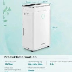 Luftentfeuchter Luftentfeuchter mit 6,5 L Wassertank fürbis zu 30 ㎡ 25 L / Tag
