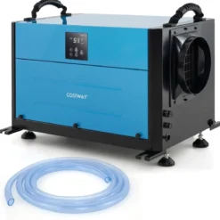 Luftentfeuchter mit 3 Modi & 24H Timer Bautrockner hängend 2 in 1 Industrie Trocknungsgerät Blau/Weiß 27-73 L/Tag
