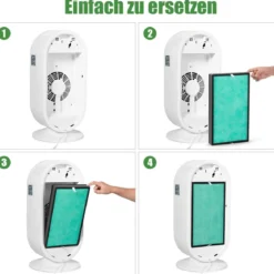 Luftreiniger HEPA-Filter Lufterfrischer Luftqualitätsmonitor Premium-Aktivkohlefilte Weiß 30 x 18 x 60 cm
