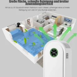 Luftreiniger HEPA-Filter Lufterfrischer Luftqualitätsmonitor Premium-Aktivkohlefilte Weiß 30 x 18 x 60 cm
