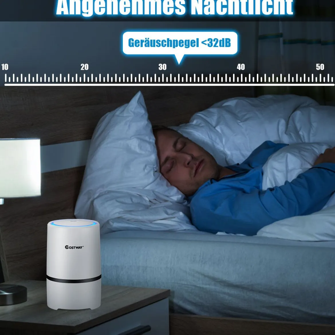 Luftreiniger 2-Stufen-Filterung Air Purifier Desktop-Luftfilter Weiß 13 x 13 x 19 cm