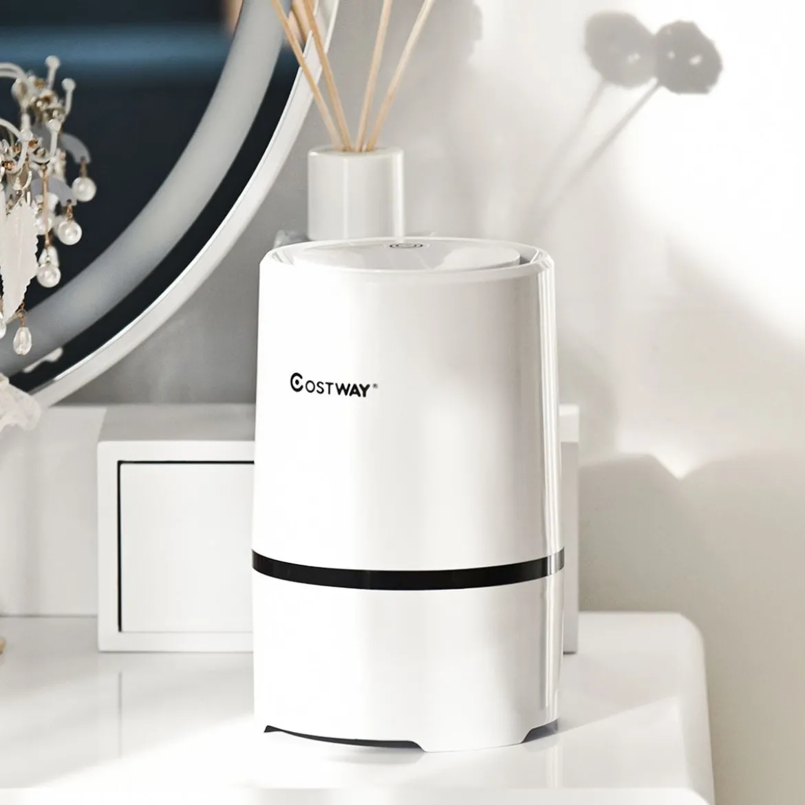 Luftreiniger 2-Stufen-Filterung Air Purifier Desktop-Luftfilter Weiß 13 x 13 x 19 cm