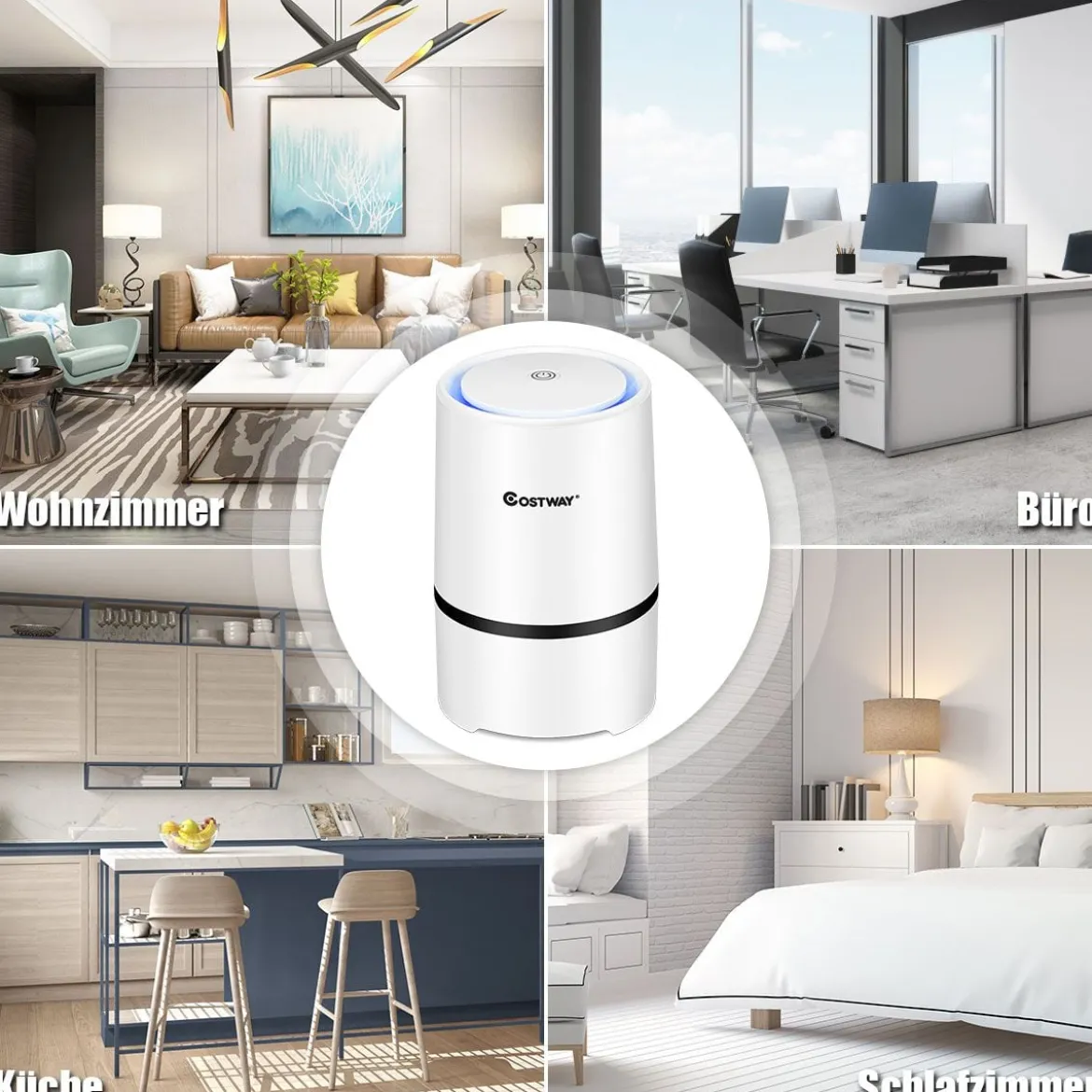 Luftreiniger 2-Stufen-Filterung Air Purifier Desktop-Luftfilter Weiß 13 x 13 x 19 cm