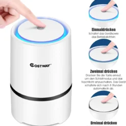 Luftreiniger 2-Stufen-Filterung Air Purifier Desktop-Luftfilter Weiß 13 x 13 x 19 cm