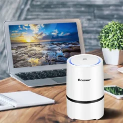 Luftreiniger 2-Stufen-Filterung Air Purifier Desktop-Luftfilter Weiß 13 x 13 x 19 cm