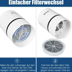 Luftreiniger 2-Stufen-Filterung Air Purifier Desktop-Luftfilter Weiß 13 x 13 x 19 cm