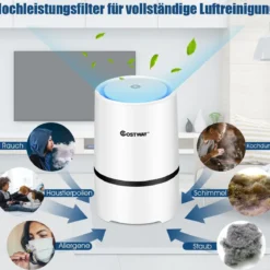 Luftreiniger 2-Stufen-Filterung Air Purifier Desktop-Luftfilter Weiß 13 x 13 x 19 cm