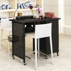 Manikürtisch mit 6 Rädern Nageltechniker Schreibtisch mit Staubbeuteln & Abzugsventilator
