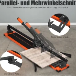 Manueller Fliesenschneider Professioneller Fliesenschneider 110 x 25 x 18 cm Orange + Schwarz