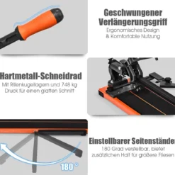 Manueller Fliesenschneider Professioneller Fliesenschneider 110 x 25 x 18 cm Orange + Schwarz