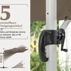 Marktschirm mit Kurbel & 360° Drehung für Garten und Poolbereiche 300 x 300 cm Braun