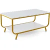 Marmor Couchtisch Rechteckiger Couchtisch mit 2 Ebenen 105 x 55 x 46,5 cm Weiß