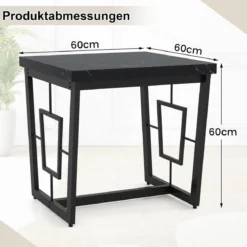 Marmor Quadratischer Beistelltisch Moderner Kaffeetisch mit Kunstmarmor Tischplatte Schwarz