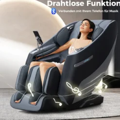 Massagesessel Zero Gravity SL Track Shiatsu Massagestuhl mit Heizung & Luftdruckmassage Schwarz