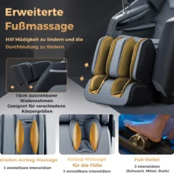 Massagesessel Zero Gravity SL Track Shiatsu Massagestuhl mit Heizung & Luftdruckmassage Schwarz