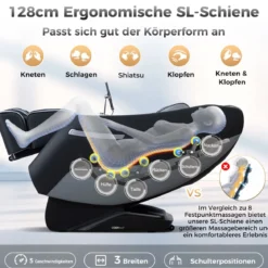 Massagesessel Zero Gravity SL Track Shiatsu Massagestuhl mit Heizung & Luftdruckmassage Schwarz