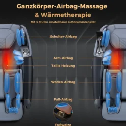 Massagesessel Zero Gravity SL Track Shiatsu Massagestuhl mit Heizung & Luftdruckmassage Schwarz