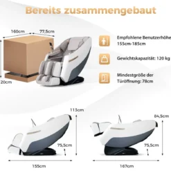 Massagesessel Zero Gravity SL Track Shiatsu Massagestuhl mit Heizung & Luftdruckmassage Weiß