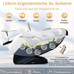 Massagesessel Zero Gravity SL Track Shiatsu Massagestuhl mit Heizung & Luftdruckmassage Weiß