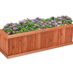 Massivholz-Pflanzkasten Blumentopf Holz-Blumenkasten Pflanzkübel 102 x 31 x 30 cm Braun